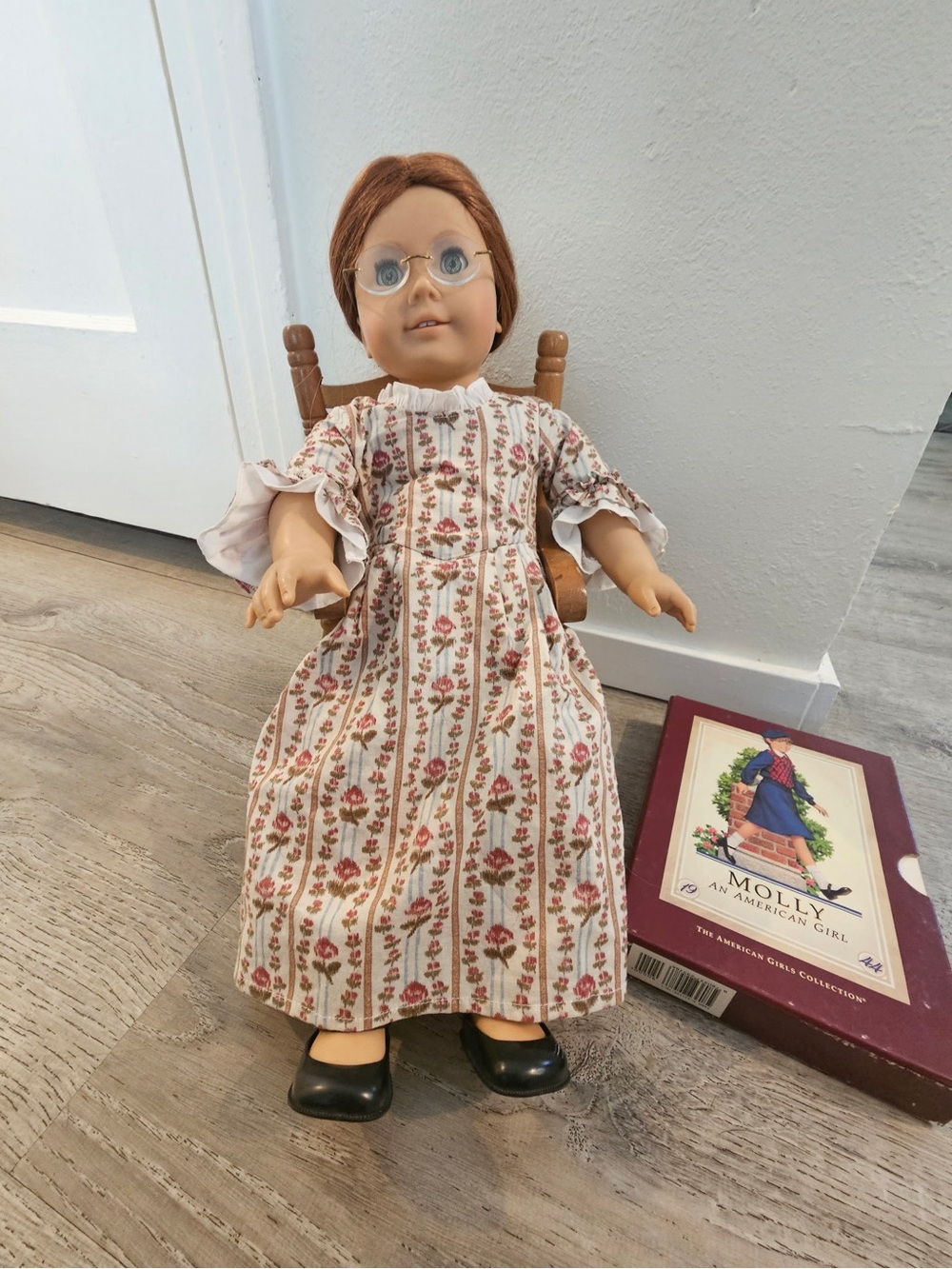 American Girl Felicity Doll in Cream and Pink Floral Dress
